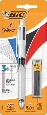Obrázek produktu pro BIC, čtyřbarevná propiska, 4 barvy, 3+1 HB, balení: blistr