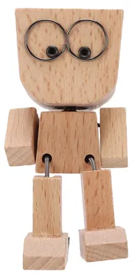 Produktbild von Wackelnde Holzpuppe mit lustigen Gesichtsausdrücken – magnetisch – für das Armaturenbrett im Auto oder als Dekoration für den Schreibtisch oder das Regal im Büro