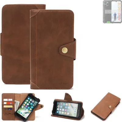 Produktbild von K-S-Trade Handyhülle kompatibel mit Blackview BV5300 Schutz Hülle Walletcase Bookstyle Tasche Case Handytasche Wallet Flipcase Cover PolyurethanBraun (1x)