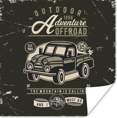Produktbild von MuchoWow® Poster Auto - Retro - Briefe - Zeichnung 30x30 cm - Wandposter - Printing