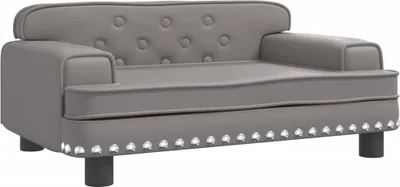 Zdjęcie produktu dla vidaXL Szare legowisko dla psa 70x45x30 cm imitacja skóry