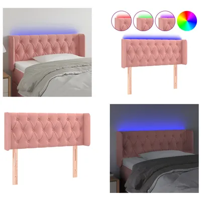Produktbild von vidaXL LED Kopfteil Rosa 93x16x78/88 cm Samt - LED Kopfteil - LED Kopfteile - Kopfteil - Bett-Kopfteil
