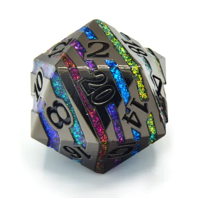 Produktbild von Glassstaff - Rainbow Rift 33mm Metal D20 - CritStones Dice