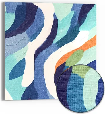 Produktbild von DEQOART Hybrid Leinwand Bild 50x50 cm 'Abstrakte Meereswelle' Wandbild Glas flach modern