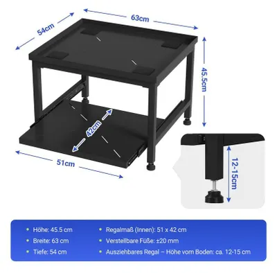 Produktbild von Aopunly Waschmaschinen Untergestell Schwarz Unterbausockel 63x54x45.5cm