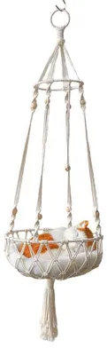 Obrázek produktu pro Ručně tkaná houpací síť pro kočky - macramé pelíšek pro kočky - houpací pelíšek pro kočky - vhodné pro umístění u okna - styl boho - rozměry 100 x 30 cm