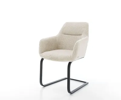 Produktbild von DELIFE Freischwinger Pejo-Flex Cord Beige Freischwinger flach Schwarz Taschenfederkern