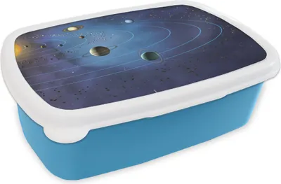 Produktbild von KitchenYeah® Lunchbox Brotzeit Brotdose 17x11 cm Eine Illustration des großen Sonnensystems Kinder Brotzeitdose - Lunch - Kunststoff  - Brotbüchse - Sandwichbox - Lunchbox für Kinder