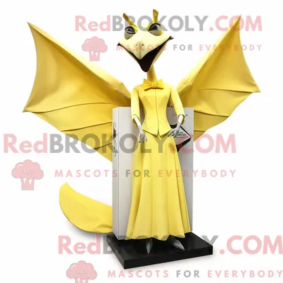 Obrázek produktu pro Citronově REDBROKOLY žlutá postava maskota pterodaktyla oblečená ve večerních šatech a kapesnících