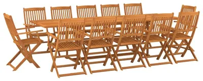 Imagen del producto de vidaXL Juego de mesa y sillas de jardín de 13 piezas, 280x90x75 cm, fabricado en madera de acacia maciza