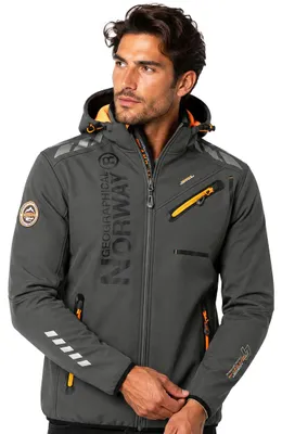 Image de Veste softshell pour homme Geographical Norway, modèle ROYAUTE, couleur gris foncé/orange, taille XL (référence : WT1804H/GN-DARK GREY / ORANGE)