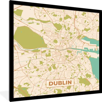 Produktbild von MuchoWow® Gerahmtes Poster Dublin - Stadtplan - Vintage - Karte 40x40 cm - Poster mit Schwarzem Bilderrahmen Wandposter Rahmen Foto Bilder - Mit Rahmen - Wanddekoration Schlafzimmer