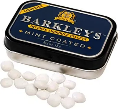 Zdjęcie produktu dla Barkleys Liquorice Mint Coated Pastillen mit Pfefferminz Lakritz 18g