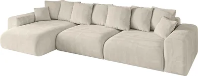 Produktbild von Ecksofa mit Schlaffunktion und Bettkasten ESKAR-L2 - 364x176x72 cm Beige - Corner Sofa Bett Eckcouch Couch L-Form Schlafcouch Ausziehbar Wohnlandschaft Schlafsofa Cauchsofa
