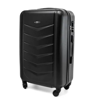 A black suitcase shown against a white background.