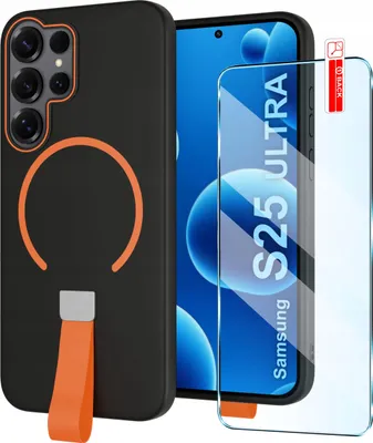 Immagine prodotto di Custodia con cinturino per dito opaco per Samsung S25 Ultra | per MagSafe + vetro