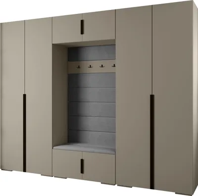 Produktbild von MEBLE KRYSPOL Inova 1 Möbelset Garderobe, 236,7x300x47cm - Kaschmir, Manila 16, Schwarz