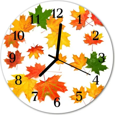 Produktbild von Glasuhr Wanduhr Küchenuhr Echt-Glas 30fi cm Laub orange