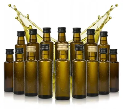 Imagen del producto de Conjunto de botellas de vidrio Bimberek Dorica, 100 ml, color verde oliva, con gotero