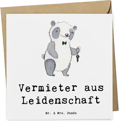 Produktbild von Mr. & Mrs. Panda Grußkarte Vermieter Leidenschaft - Weiß - Geschenk, Glückwunschkarte, doppelkarte, Klappkarte, anlasskarte, faltkarte