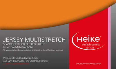 Produktbild von Heike hochelastisches Spannbettlaken, Multistretch, bis 40cm Höhe, 240gr/m2 (Orange,90x200 cm-100x220 cm)