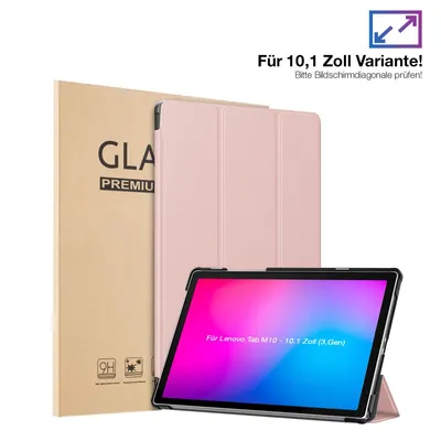 Produktbild von Schutzhülle + 2x 9H Display Glas für Lenovo Tab M10 Gen 3 2022 10.1 Zoll Cover Case Schutz Tablet Farbe: Rosegold
