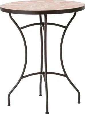 Produktbild von Dehner Mosaiktisch Chiara klein, 4 Sitzplätze, mediterranes Design, Ø 60 cm, Höhe 72 cm, Metall / Stein, braun / Apricot