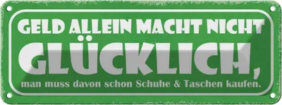 Produktbild von vianmo Blechschild 10x27 cm Geld allein nicht glücklich Dekoration Spruch Zitat