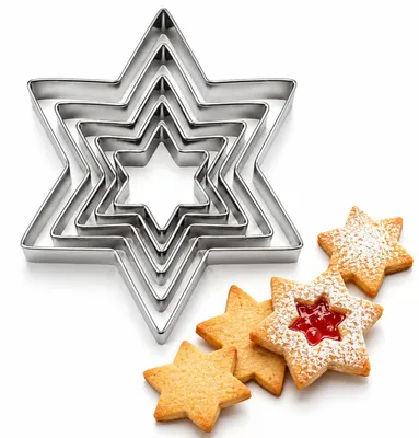 Produktbild von Sternförmige Ausstecher-Set – 5-teilig – Zum Ausstechen von Plätzchen – Edelstahl