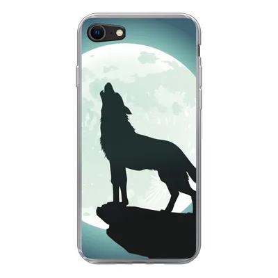 Produktbild von MuchoWow® Handyhülle Schutzhülle Hülle für iPhone 8 Wolf - Mond - Stein Silikon Softcase Handy Hülle - Schutzhaube