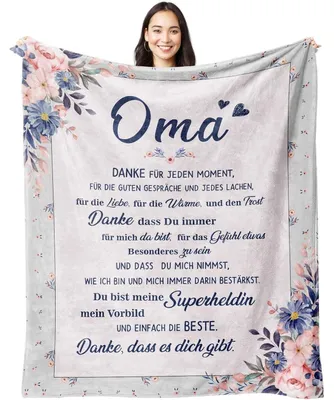 Productafbeelding van Fleece deken voor oma, 157 x 132 cm, superzacht, cadeau voor een verjaardag