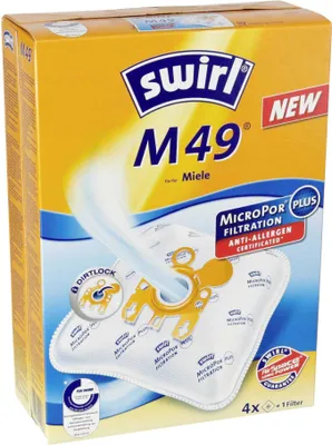 A box of Swirl M 49 vacuum cleaner bags.