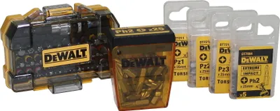 Image de Jeu d'embouts DeWalt Pz1, Pz2, Pz3, Ph2 pour tournevis à vis de torsion et visseuses sans fil, modèle : 25 x Ph2