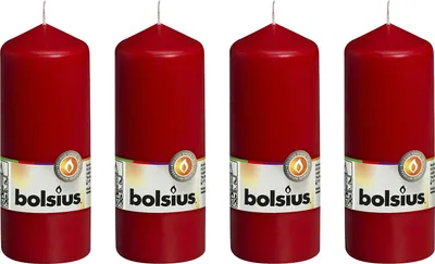 Produktbild von 4er-Set Stumpenkerze - Höhe 15 cm - Durchmesser 5,8 cm - Rot