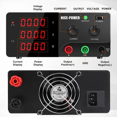 Productafbeelding van Laboratoriumvoeding - Regelbare DC Voeding - 0-120V en 0-10A met 1200W Vermogen en Display