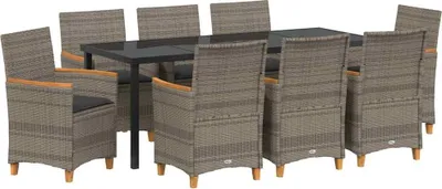 Obrázok produktu pre Záhradný jedálenský set 9 pcs Sivá polyratan