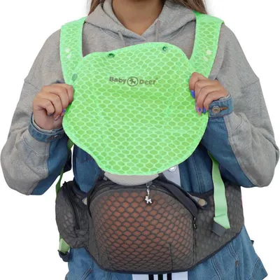 Produktbild von Baby Deer Babytrage mit verstellbarem Gurt Kindertrage Hüftsitz Sitz Grün / Grau