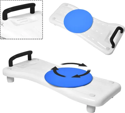 Produktbild von LZQ sedátko do vany s otočným diskem pro seniory (75,5 cm), sedátko do vany, sedátko do vany, plastové sedátko do vany, židle do koupelny, s černým madlem