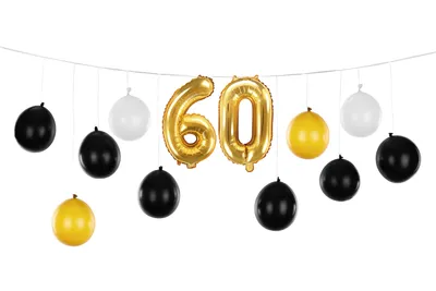 Produktbild von Ballongirlande '60' 260x32cm Schwarz / Gold / Weiß