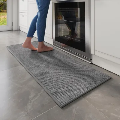 Produktbild von Küchenteppich waschbar rutschfest 45x120cm Heathergrau Polyester Gummirücken