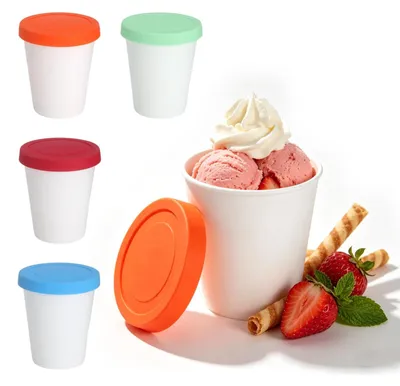 Image de Lot de 4 supports de glaçons réutilisables avec couvercle, 250 ml