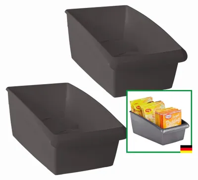 Produktbild von Novaliv Suppentütenbox klein 2er Set Schubladen Organizer Küche - 25 x 12 cm ANTHRAZIT GRAU Gewürzaufbewahrung Box - Ordnungssystem für Schubladen - Aufbewahrung von Dressing & Backzutaten