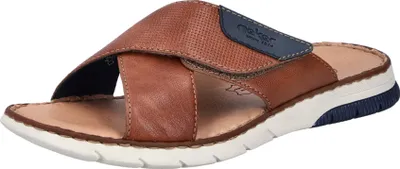 Produktbild von Rieker Herren Pantolette mit gekreuzten Riemen und Lederdecksohle 25283, Größe:45 EU, Farbe:Braun