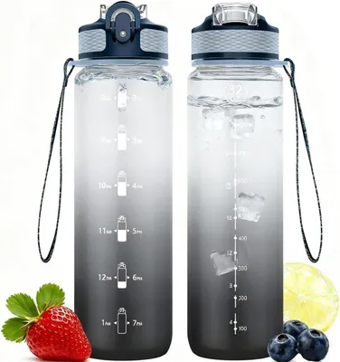 Obrázek produktu pro NAVTUE 1L sportovní láhev na vodu s brčkem Tritan BPA-free Fitness PinkBlue