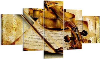 Produktbild von Bild auf Leinwand - Leinwandbild - Violine Instrument Notizen - 125x70cm - Wand Bild - Wanddeko - Leinwanddruck - Bilder - Kunstdruck - Wanddekoration - Leinwand bilder - Wandkunst - EA125x70-0524