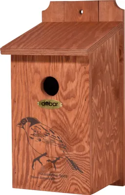 Produktbild von dobar Nistkasten mit Siebdruckmotiv "Haussperling", Vogelhaus Einflugloch Ø 35 mm, 17 x 18 x 35 cm, Kiefer