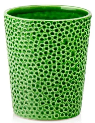 Immagine prodotto di Vaso da fiori in Vetroceramica verde goffrato, rotondo, Ø 9 cm, coprivaso decorativo senza foro di drenaggio