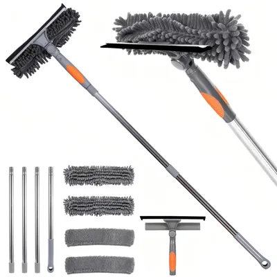 Fensterreinigungs-Set, 2-in-1, Teleskopstiel bis 157 cm, Mikrofaser