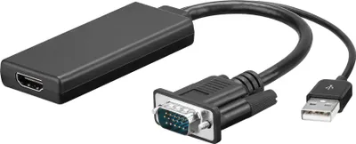 Produktbild von Goobay 67816, 0,1 m, USB Type-A + VGA (D-Sub), HDMI, Männlich, Weiblich, 1920 x 1080 Pixel