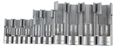 Obrázok produktu pre 9-dielna súprava kľúčov na palivové potrubia, 10–22 mm, s prírubou 3/8 palca a 1/2 palca, vstrekovacie kľúče z CRV ocele určené na opravy automobilov